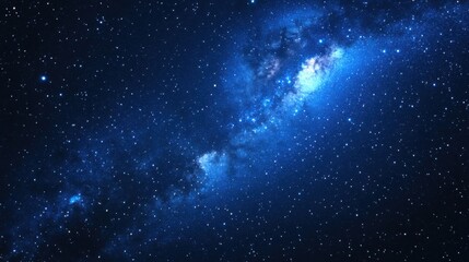 Space background with night starry sky and Milky Way. Dark blue nebula 