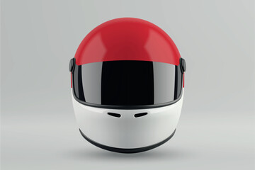 Front view of racing helmet featuring Monaco flag colors
