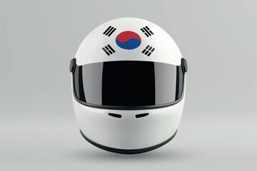 Fototapeta premium Front view of racing helmet featuring South Korea flag colors