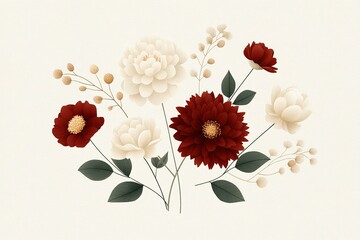Naklejka premium Beautiful floral arrangement featuring red and white flowers on a neutral background