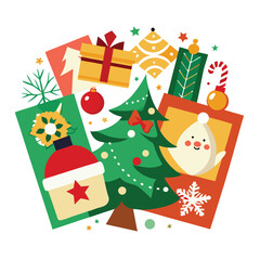 Christmas cards clipart on white background 