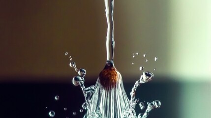 A dynamic shot of water splashing upward from a drop impact.