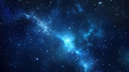 Obraz premium Space background with stardust and shining stars. Realistic colorful cosmos with nebula and milky way. Blue galaxy backdrop. Beautiful outer space. Infinite universe. Vector illustration