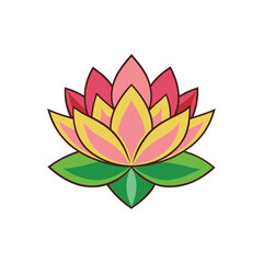 Minimalist Water Lily Lotus Flower Vector Illustration Art Design