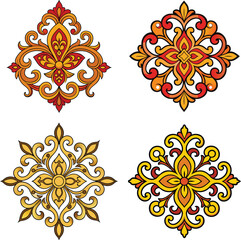 Baroque ornament vector with floral and swirl design