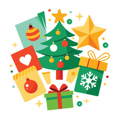 Christmas cards clipart on white background 