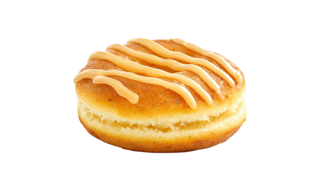 Delicious donut with tempting icing on a striking black background, culinary delight