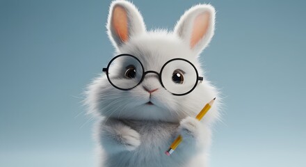 Adorable Studious Bunny: A Charming 3D Render