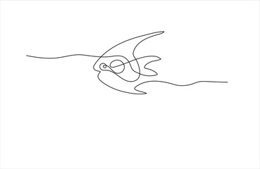 One continuous line drawing of fish Vector illustration Fish symbol on transparent background.