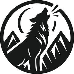 Mountain with wolf vector