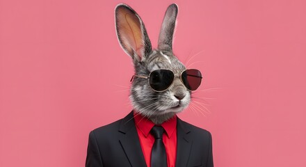 Stylish Rabbit in a Suit: A Cool and Sophisticated Portrait