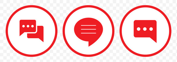 Red Chat Box with Lines Representing Message or Conversation Icon Design on Transparent Background. EPS 10.