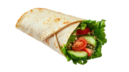 Delicious vegetarian burrito with fresh vegetables and vibrant side salad fresh