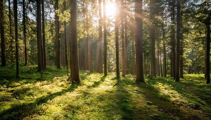 Obraz premium Sun shining in a forest