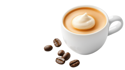 Steaming cup of coffee with whipped cream, cozy beverage for warmth and relaxation