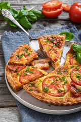 Freshly baked Italian Tomato Cheese Pie, top view