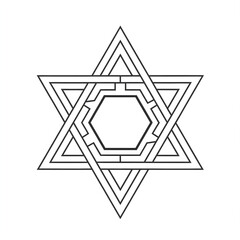  line art star of david vector coloring page 