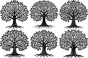 Obraz premium Wellness tree silhouette vector illustration isolated on white background.