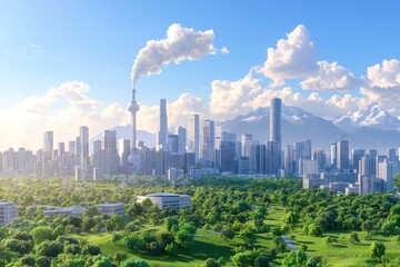 Obraz premium Cityscape Park Skyline Sunrise