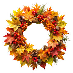 autumn wreath with autumn leaves