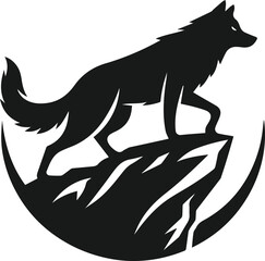 Mountain with wolf vector