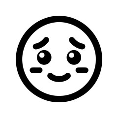 Obraz premium Smiling emoji expressing shyness in a simple outline style 