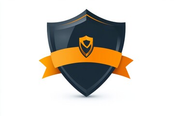 Modern shield logo with ribbon