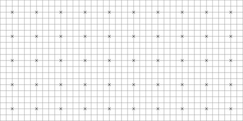 Square grid texture, grid line paper sheet with crosses, blank grid sheet for technology, drawing and architecture draft, texture of square graph paper, notebook pattern
