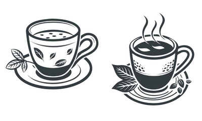 Tea and coffee cup set icon