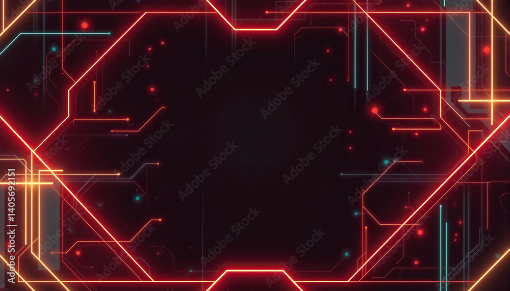 Aufkleber Abstract network design with neon lines forming geometric pattern tech and futuristic design elements