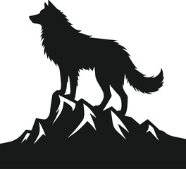 Mountain with wolf vector