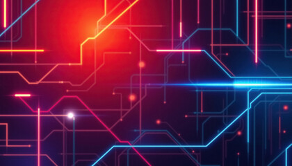 Fototapeta premium Vibrant network of interconnected lines glows with digital energy symbolizing connectivity and futuristic tech