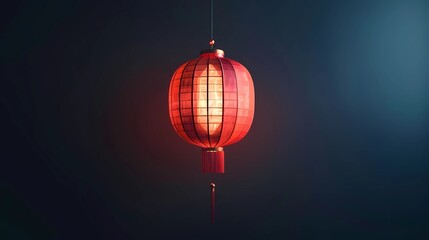 Obraz premium A long shape chinese red lantern, transparent background, Generative AI illustrations.