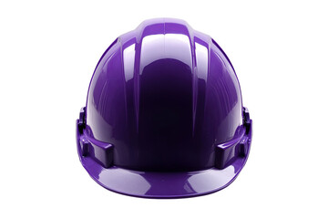 Fototapeta premium Purple helmet, top view. The hard hat shines in the light, placed on a black surface. Safety in construction