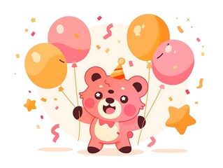 Obraz premium Cute Bear Party Balloons