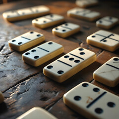 Detailed closeup of a classic domino game