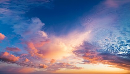 Colorful cloudy sky at sunset Gradient color Sky texture Abstract nature background