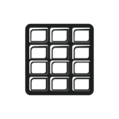 Black and White Square Grid with Rounded Corners on Transparent BG