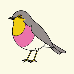 American Robin Vector Art Illustration | Colorful Robin Bird Design