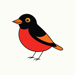 American Robin Vector Art Illustration | Colorful Robin Bird Design