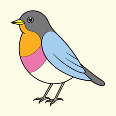 American Robin Vector Art Illustration | Colorful Robin Bird Design