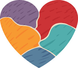 Unity in Diversity Heart. Colorful Vector Illustration Symbolizing Inclusion and Togetherness on transparent background
