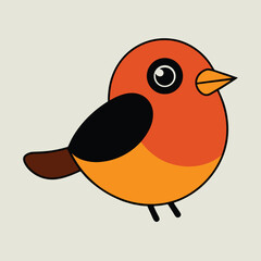 American Robin Vector Art Illustration | Colorful Robin Bird Design