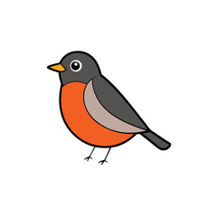 American Robin Vector Art Illustration | Colorful Robin Bird Design