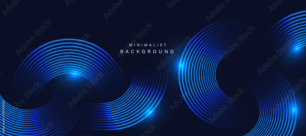 Poster Dark minimalist background with glowing curved lines vector.