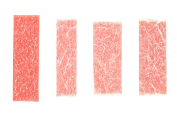 Isolated Rectangular Meat Slices on Black Background Illustration Photo