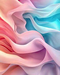 abstract perspective Vibrant fabric waves in soft pastel hues create a calming and artistic atmosphere. iridescent texture