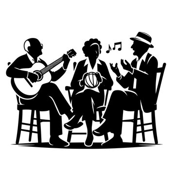 black and white musicians playing music clip art preview
