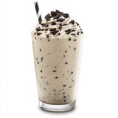 Sweet vanilla ice-cream and brown coffee latte in a glass, a cold dessert