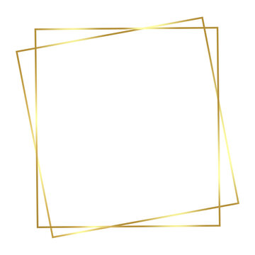 Gold frame ractangle random shape object for isolated on white background